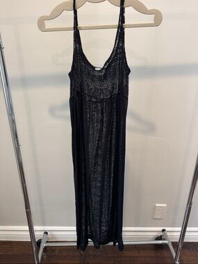 audrey Black Lace Midi Slip Dress